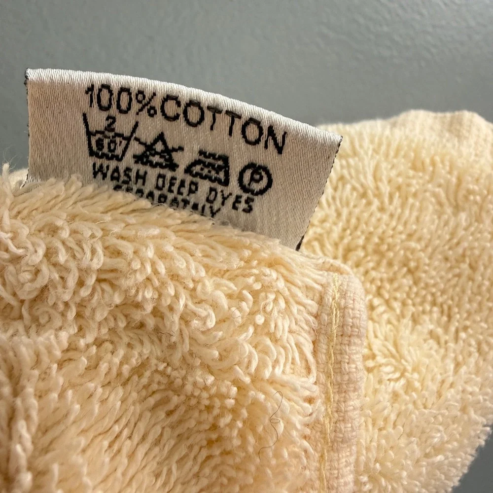 Vtg Christian Dior Linge‎ de Maison Guest Towel Set 2 Buttercream Yellow Cotton